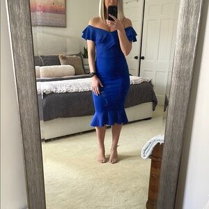 Elegant Blue Off-Shoulder Dress